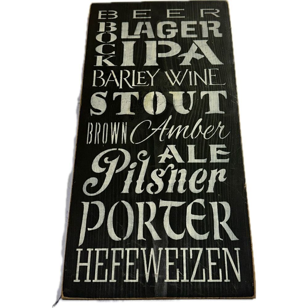 Black Wooden‎ Beer Sign 18” x 9” Lager IPA Wine Stout Ale Pilsner Porter
